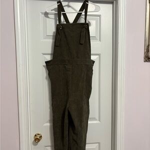 Olive Green Corduroy Overalls